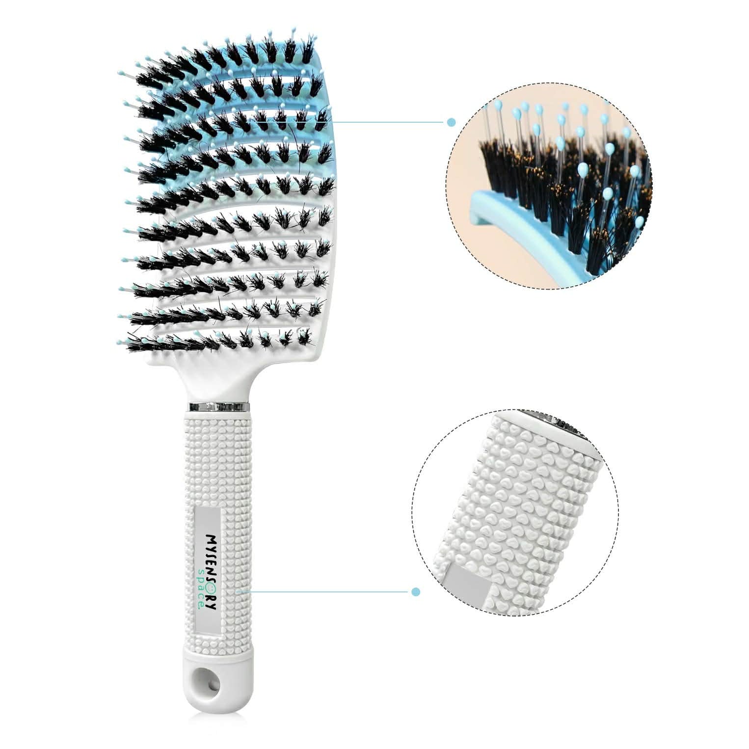 Sensory detangling hairbrush in Blue Breeze for children with autism and sensory processing disorder