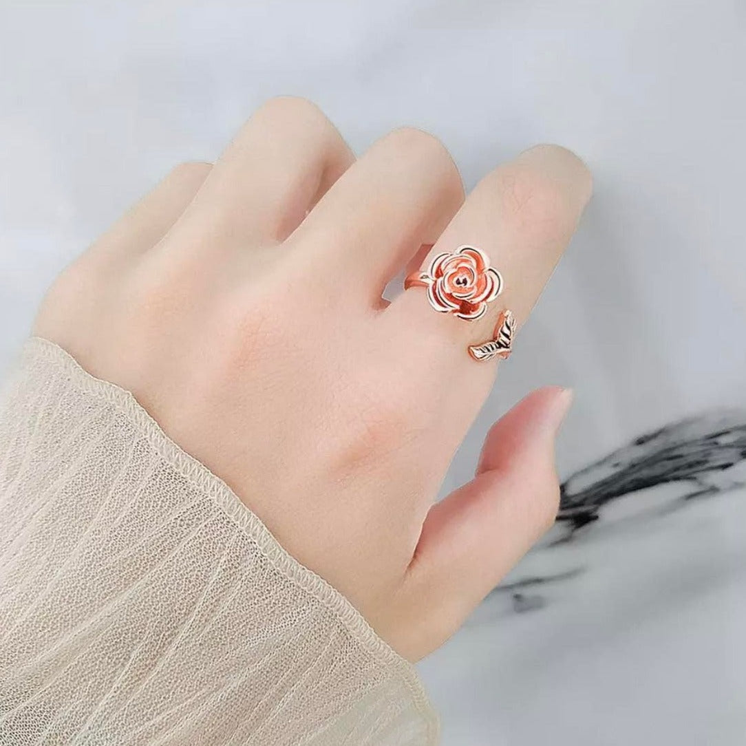 Rose Gold Rose Spinner Fidget Ring Adjustable