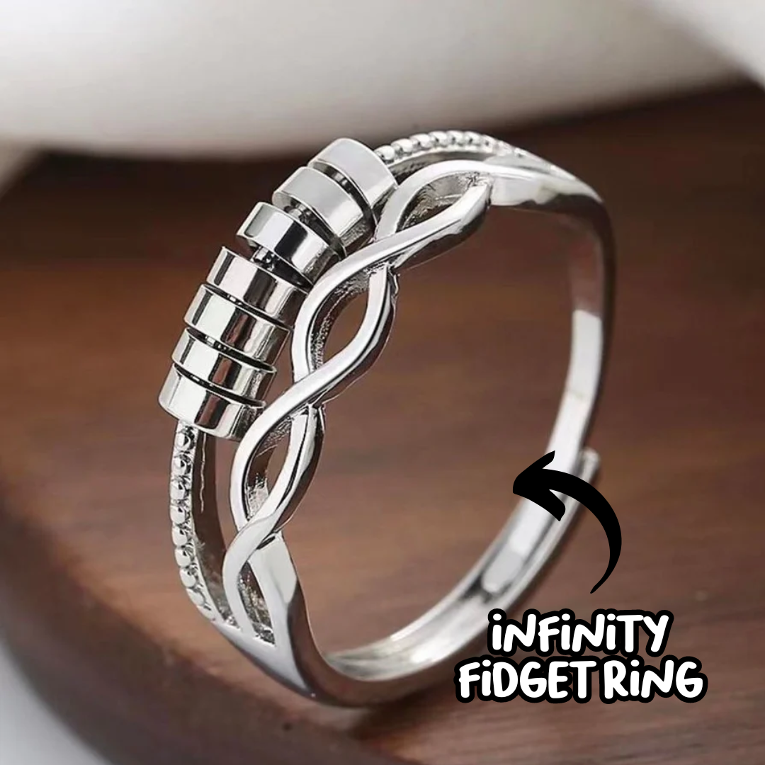 Silver Sensory Fidget Rings 4 Pack - Adjustable
