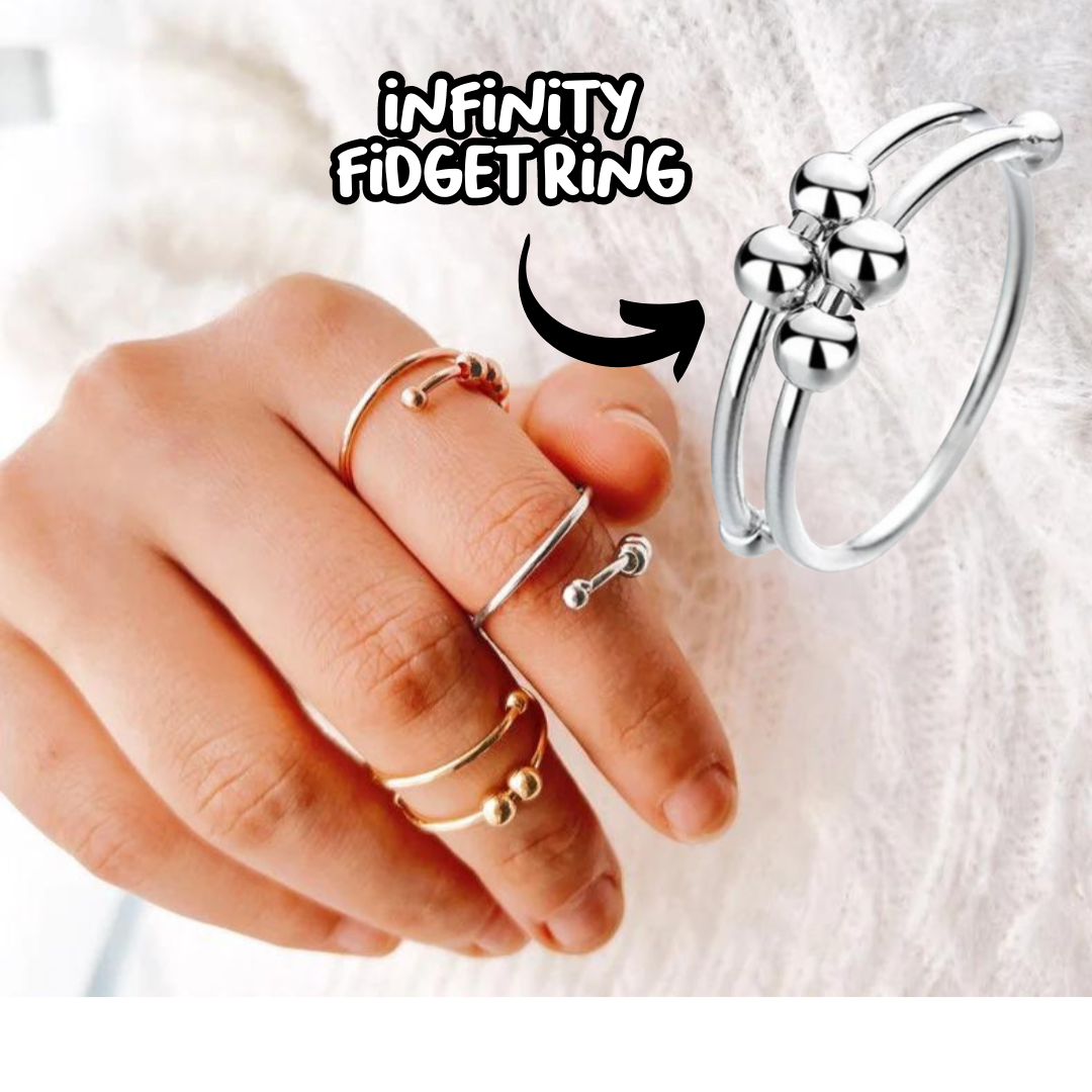 Silver Sensory Fidget Rings 4 Pack - Adjustable