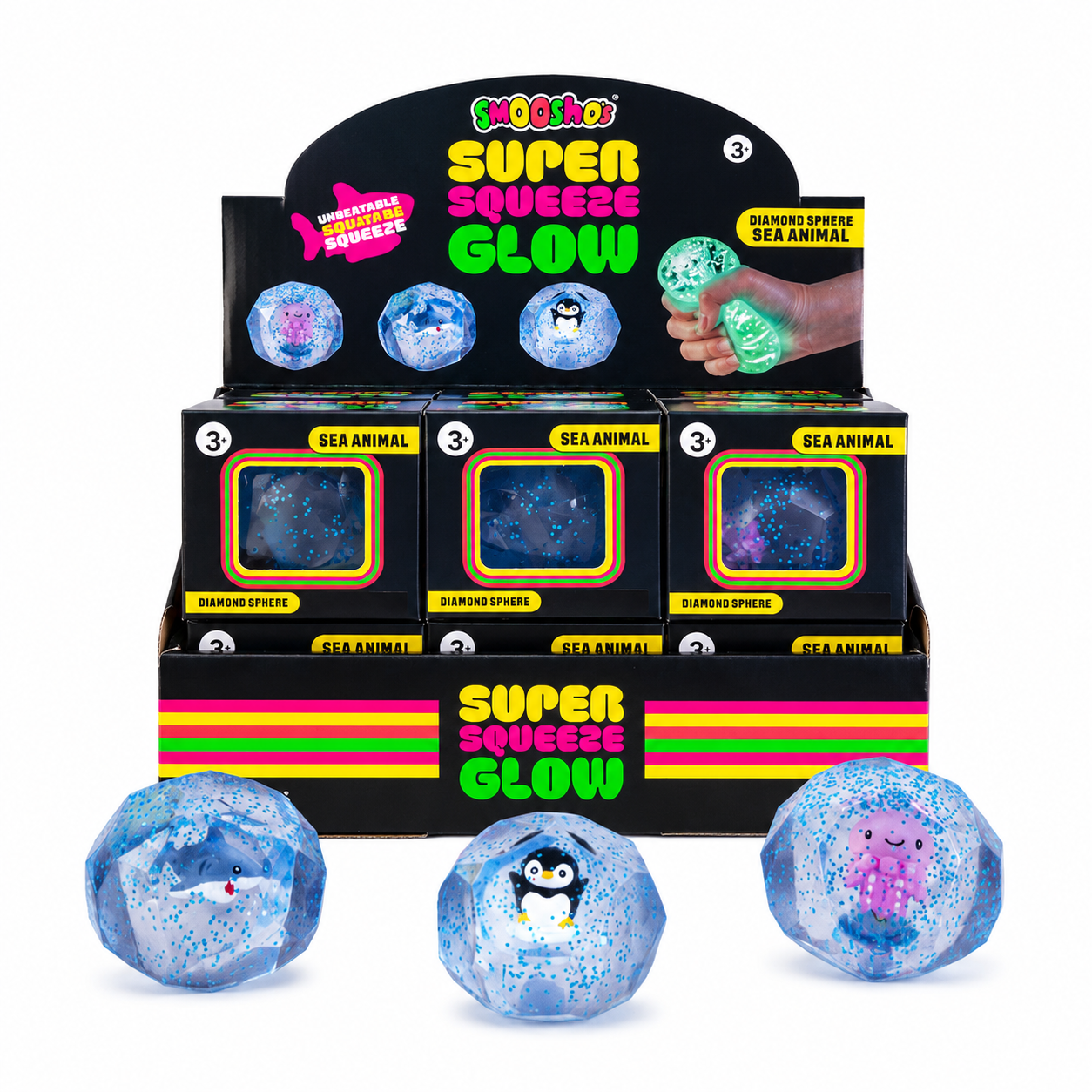 Diamond Glow in The Dark Sugar Squishy - Penguin