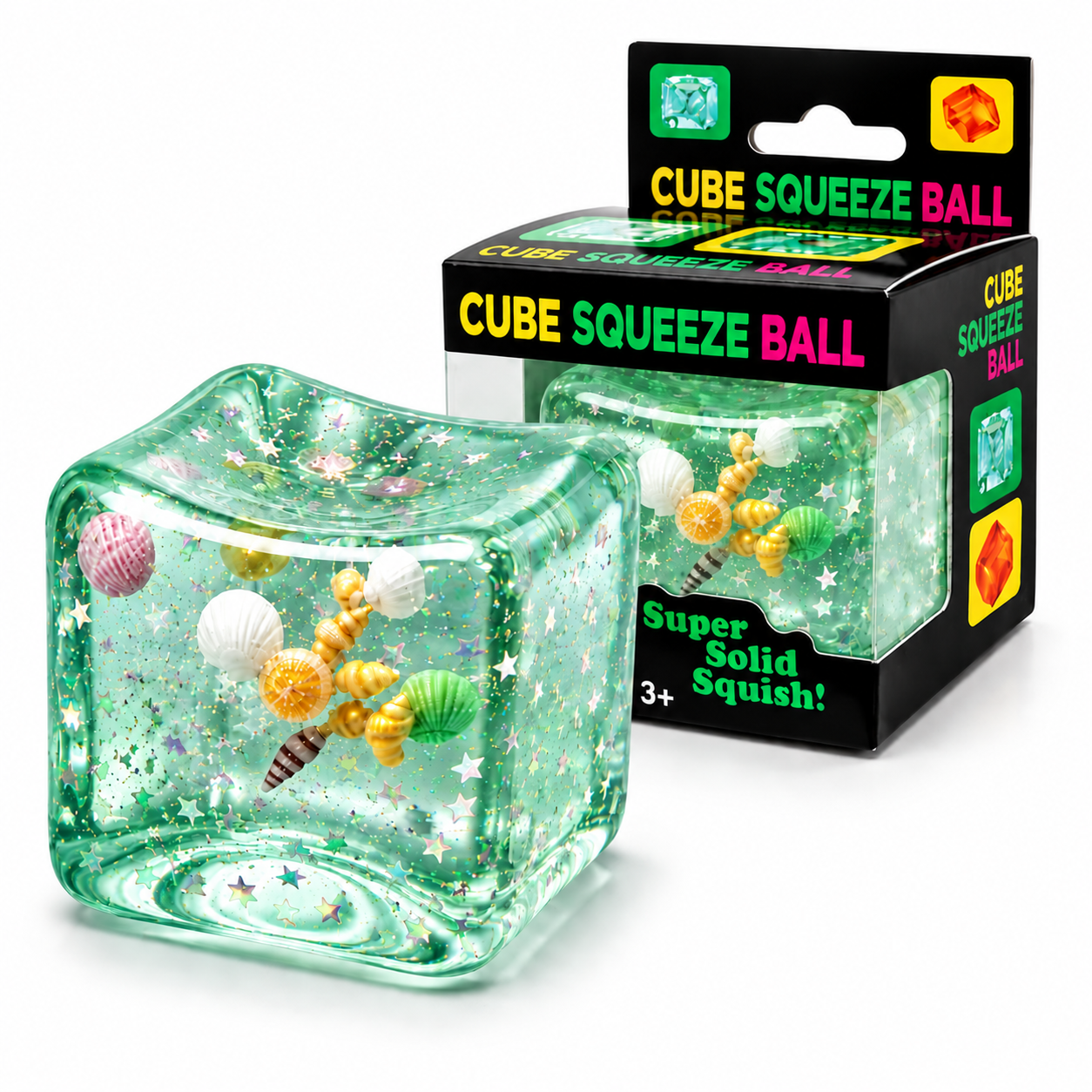 Floating Shell Cube Squishy - Green Tint