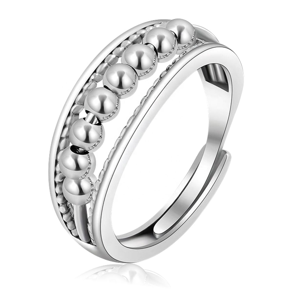 Stacked Silver Fidget Ring Adjustable