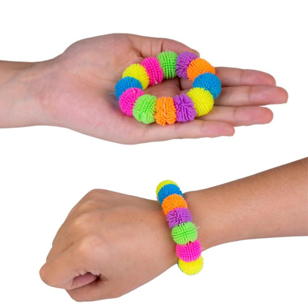 Pom pom squishy sensory bracelet for kids with anxiety and sensory needs — 2 pack
