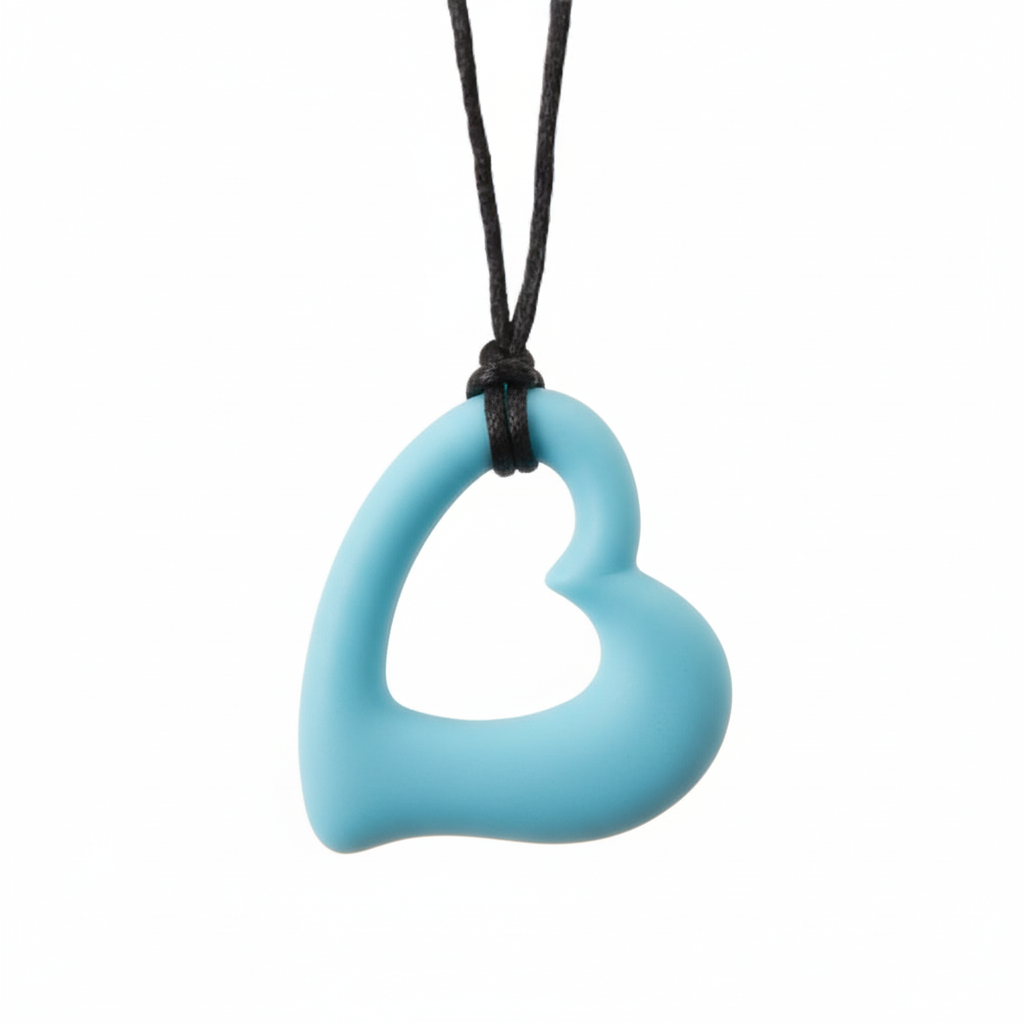 Heart Sensory Chew Necklace Blue