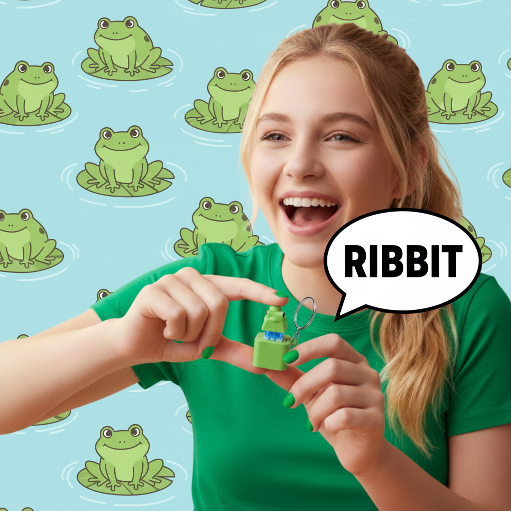 2x Ribbit Sound Frog Fidget Key chain